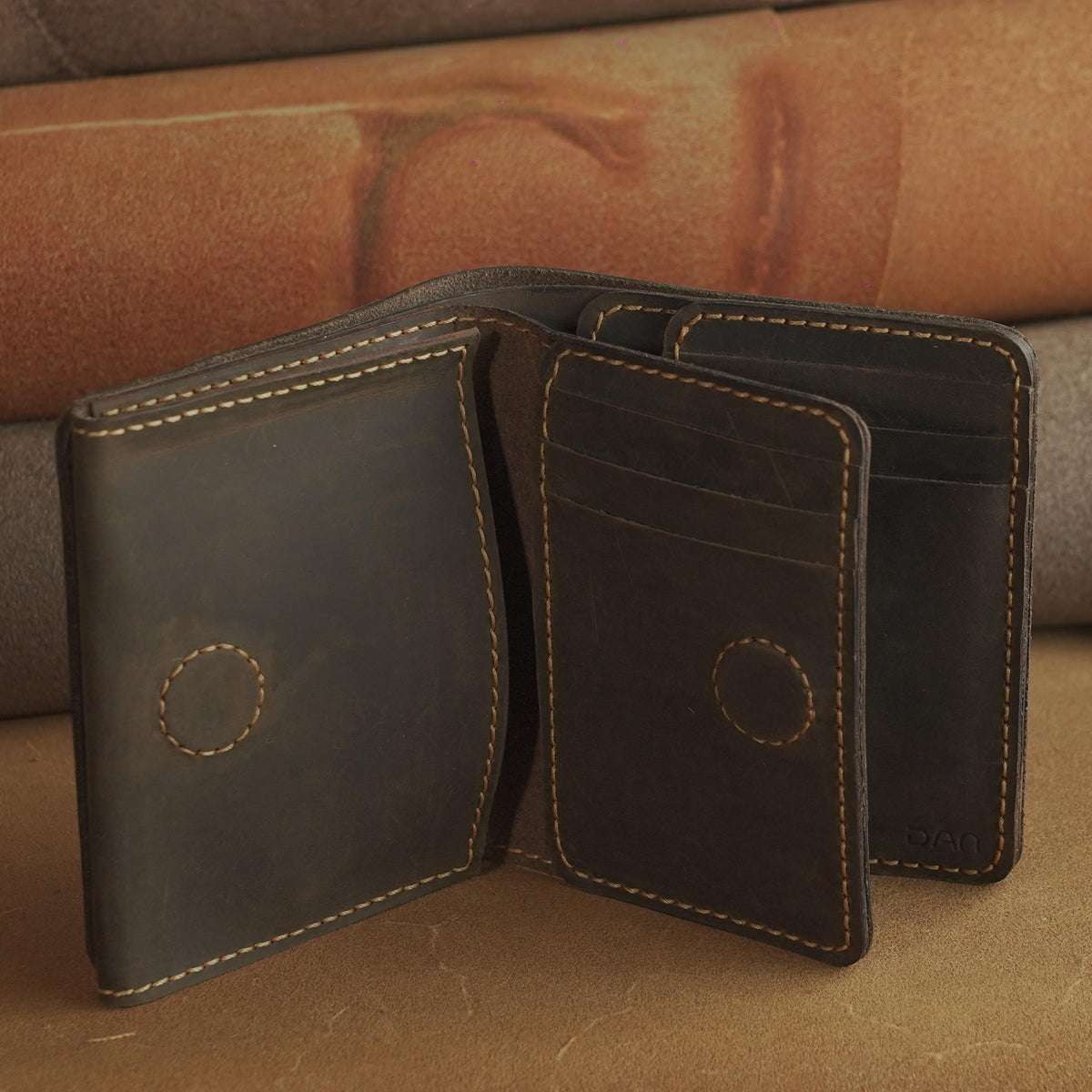 Vertical Waxed Cowhide Wallet