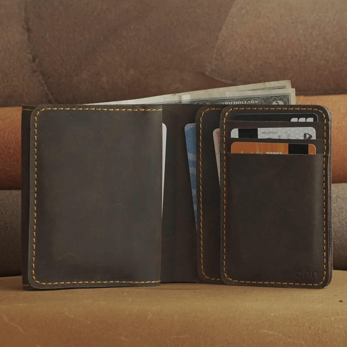 Vertical Waxed Cowhide Wallet