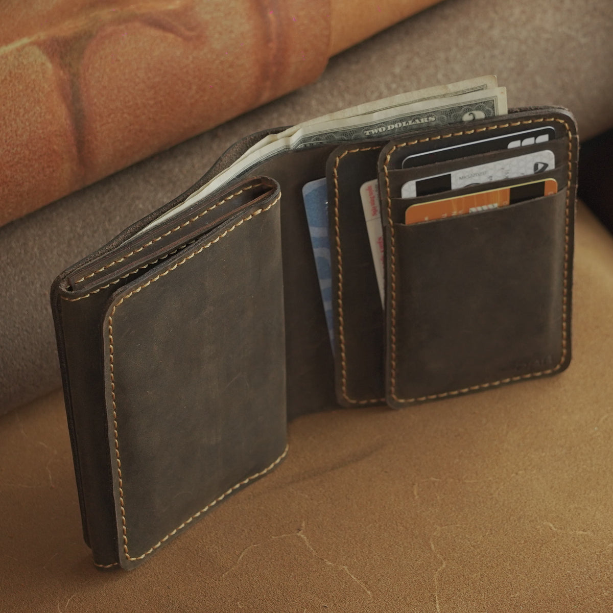 Vertical Waxed Cowhide Wallet