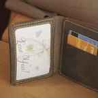 Vertical Waxed Leather Wallet with Flip-Out Card Panel