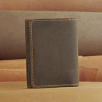 Mini Waxed Cowhide Card Wallet with Magnetic Snap and Cash Pocket