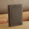 Mini Waxed Cowhide Card Wallet with Magnetic Snap and Cash Pocket