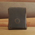 Minimalist Leather Card Case with Cash Pocket, Hand-Laced Construction