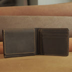 Leather Bifold Wallet with Magnetic Flap Card Pocket
