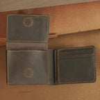 Leather Bifold Wallet with Magnetic Flap Card Pocket