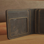 Waxed Cowhide Bifold Wallet with Photo Window