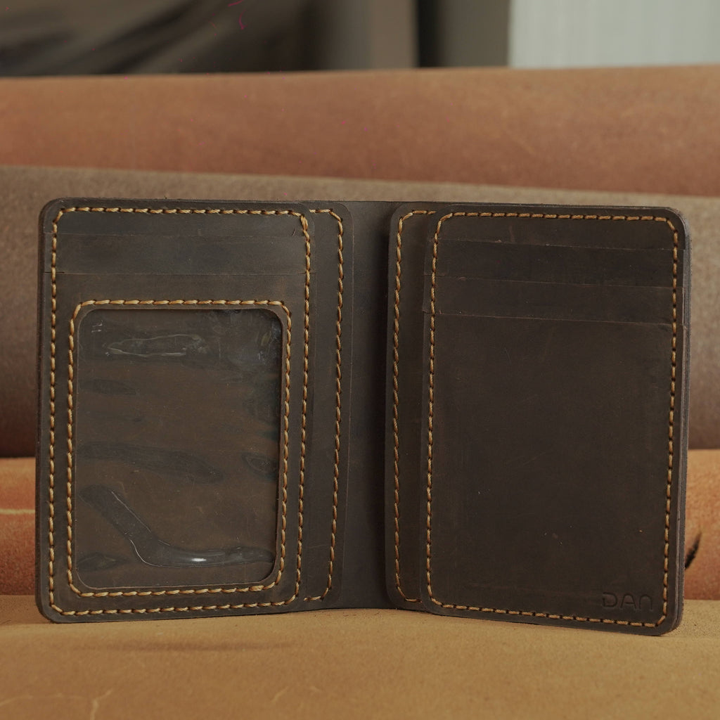 Vertical Leather Wallet 8 Card Slots