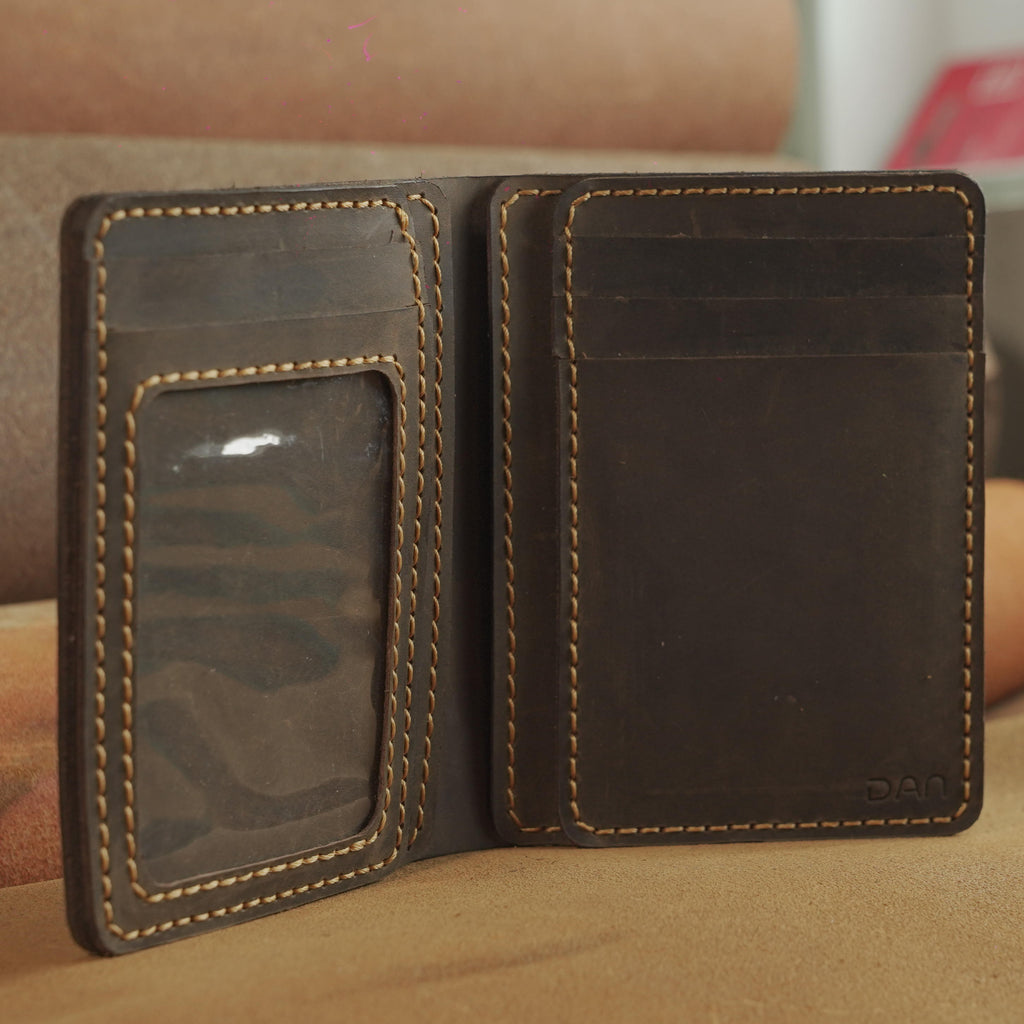 Vertical Leather Wallet 8 Card Slots