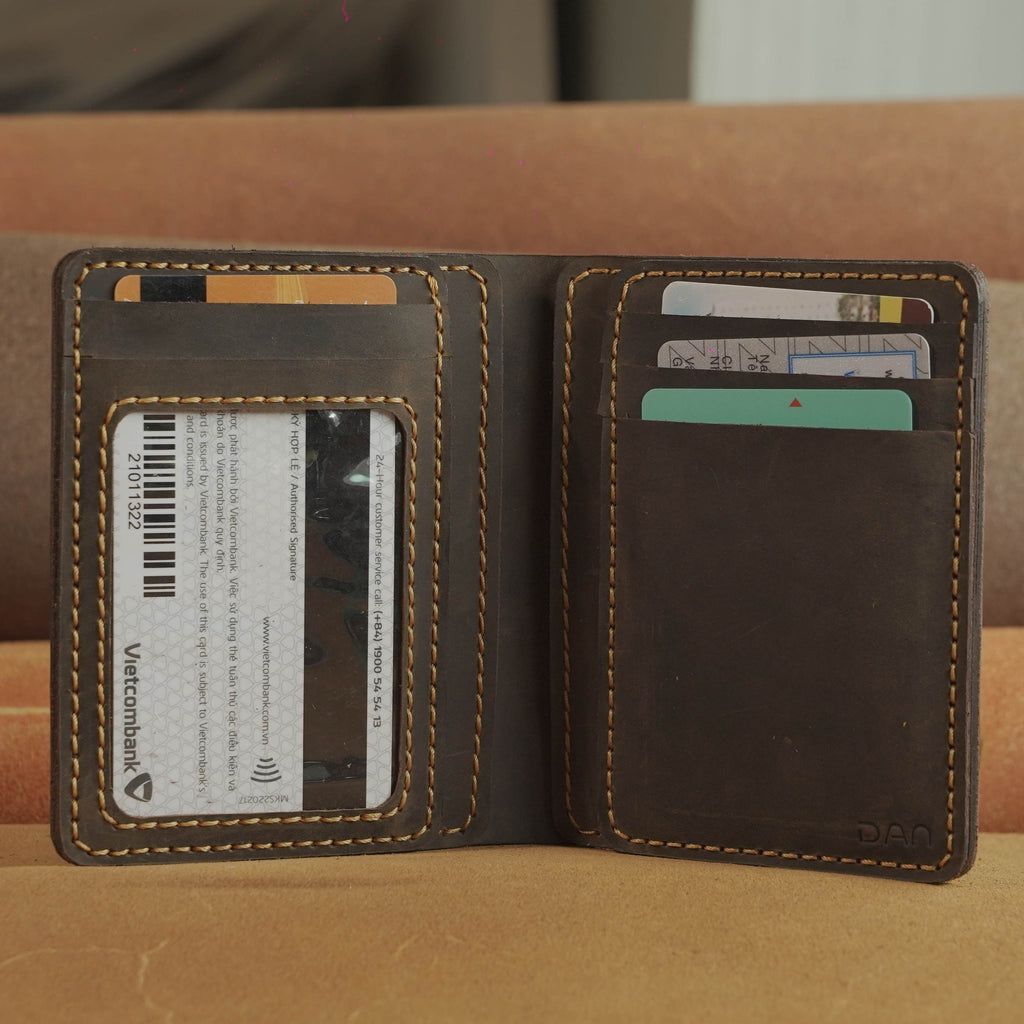 Vertical Leather Wallet 8 Card Slots