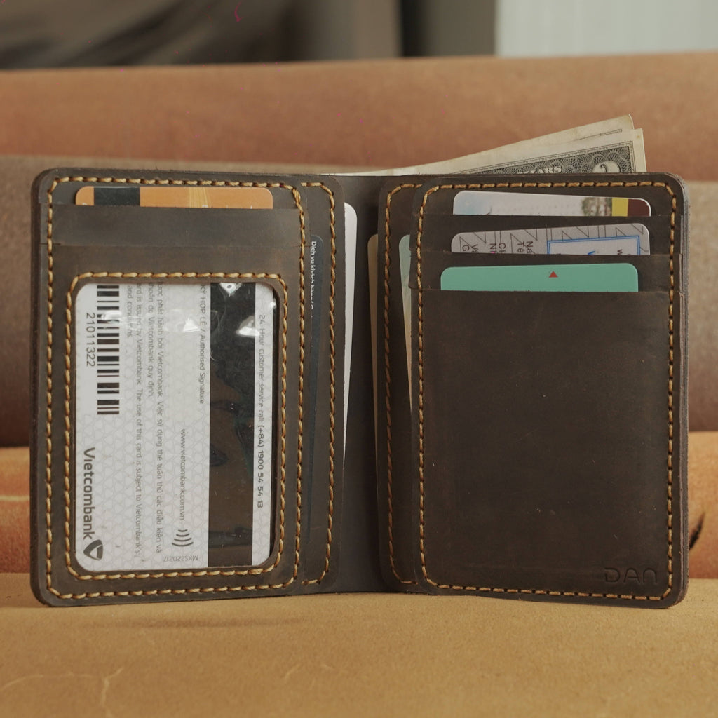 Vertical Leather Wallet 8 Card Slots