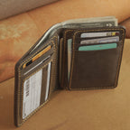 Vertical Leather Wallet 8 Card Slots