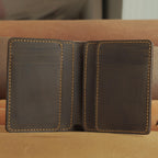 Vertical Waxed Cowhide Bifold Wallet