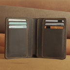 Vertical Waxed Cowhide Bifold Wallet