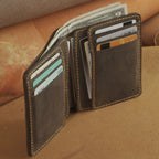 Vertical Waxed Cowhide Bifold Wallet
