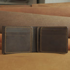 Waxed Leather Bifold Wallet with Flip-Out Card Panel