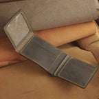 Waxed Leather Bifold Wallet with Flip-Out Card Panel