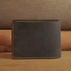 Waxed Leather Bifold Wallet with Flip-Out Card Panel