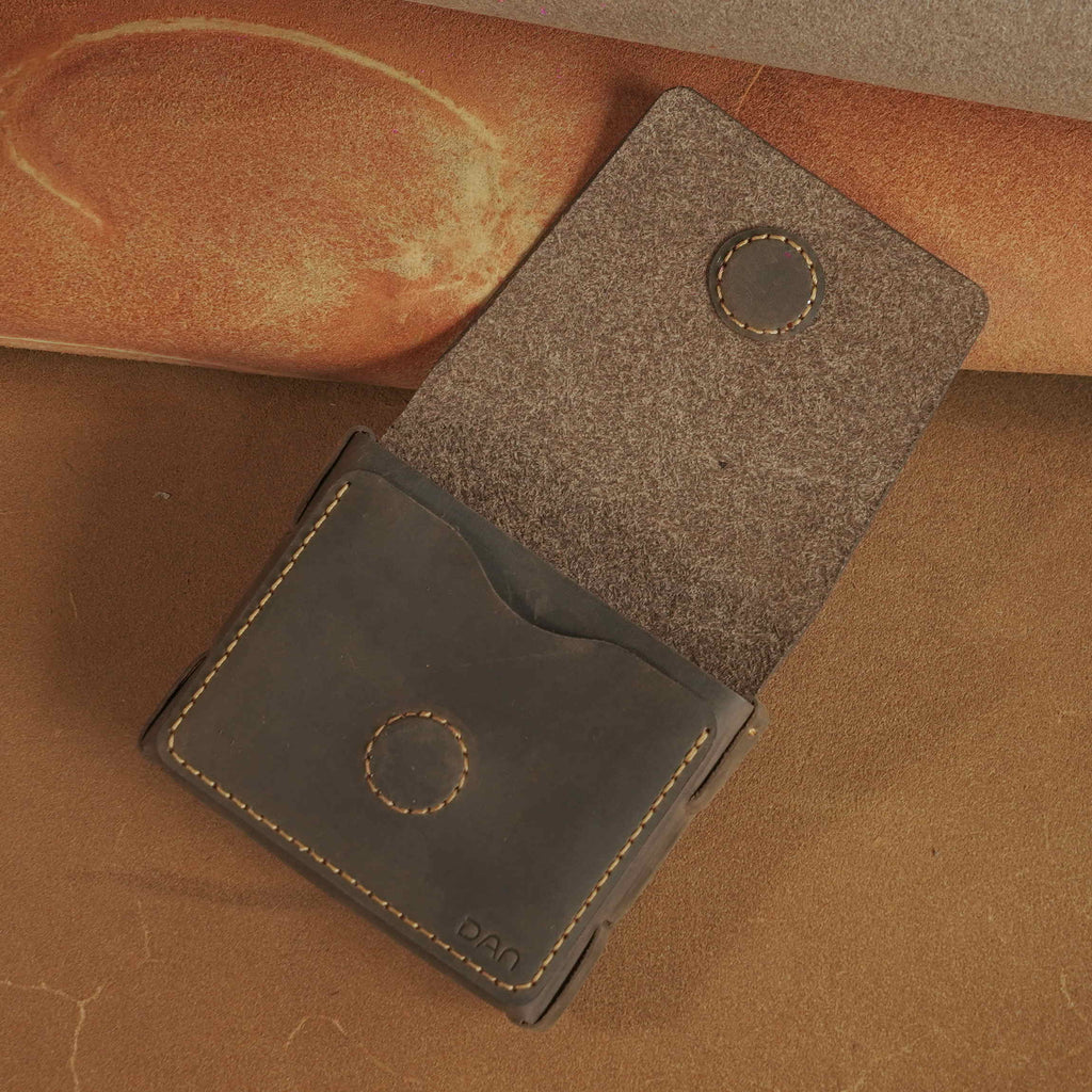 Leather Card Case with Magnetic Flap