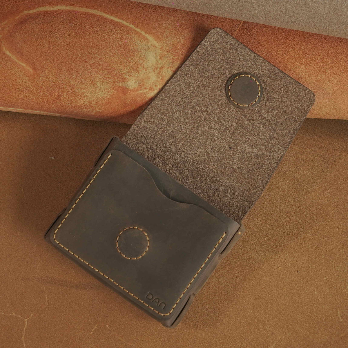 Leather Card Case with Magnetic Flap