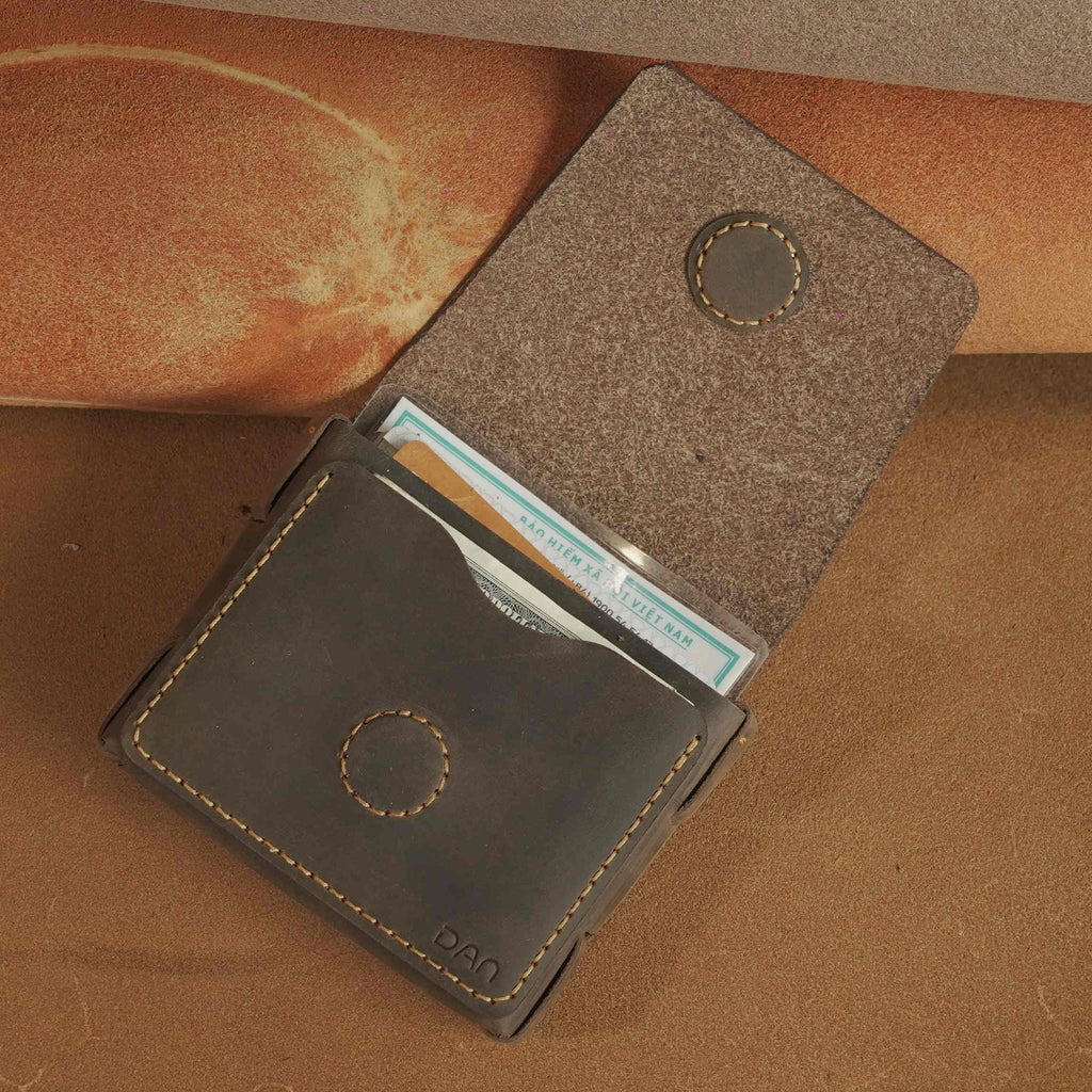 Leather Card Case with Magnetic Flap