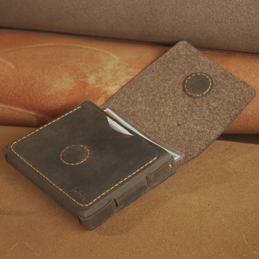 Leather Card Case with Magnetic Flap