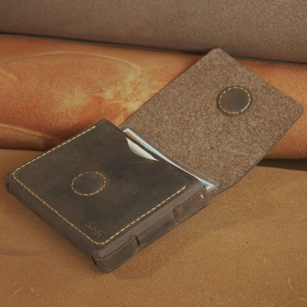 Leather Card Case with Magnetic Flap