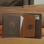 Compact Leather Wallet with Magnetic Card Pocket