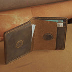 Compact Leather Wallet with Magnetic Card Pocket