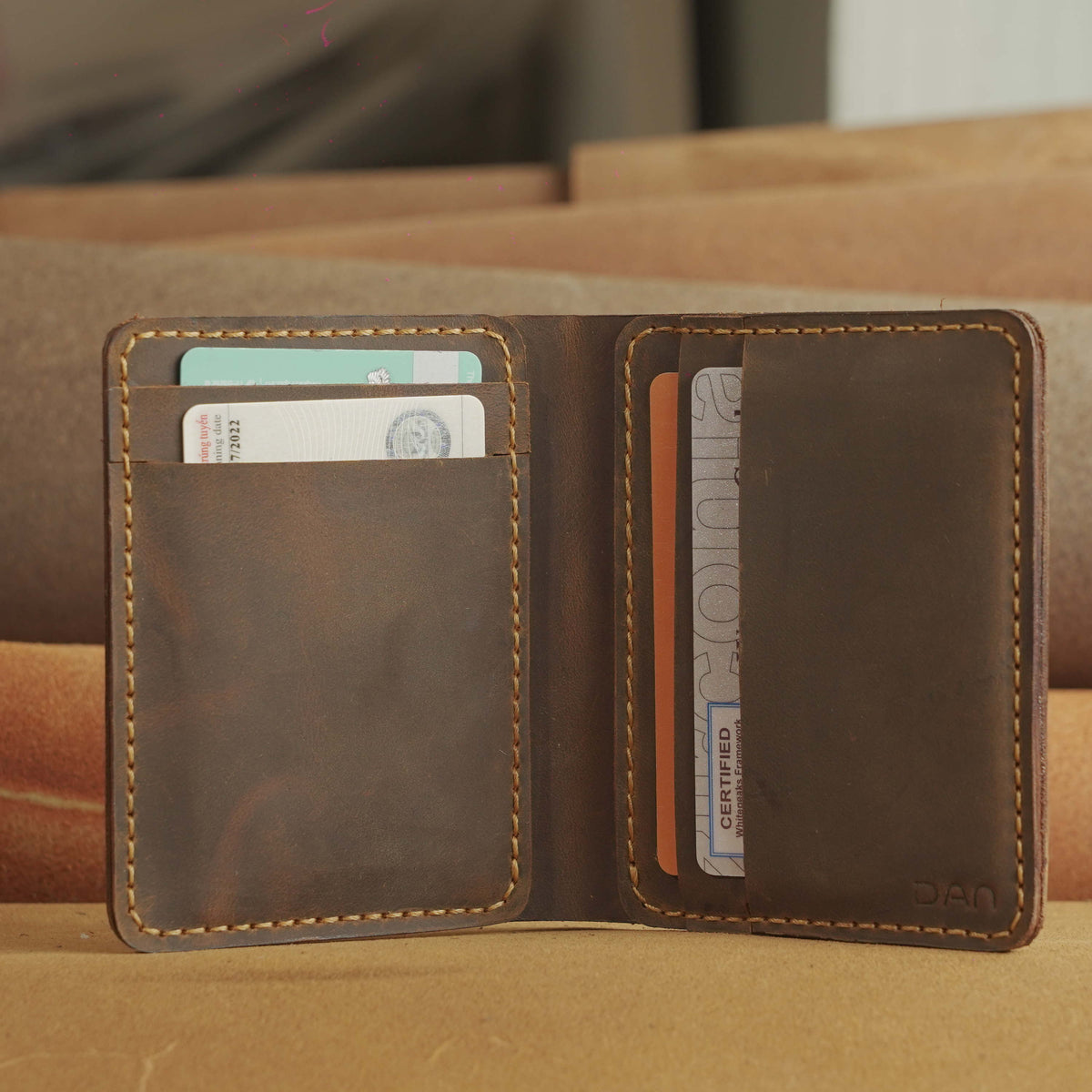 Compact Waxed Cowhide Wallet