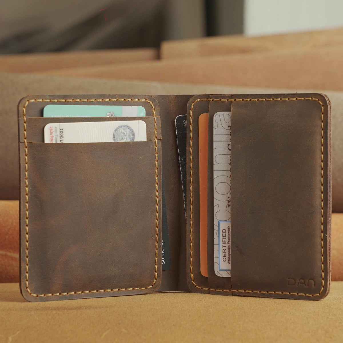 Compact Waxed Cowhide Wallet