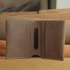 Compact Vertical Waxed Cowhide Wallet