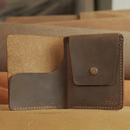 Minimalist Vertical Leather Wallet, Snap Card Pocket