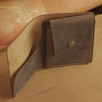 Minimalist Vertical Leather Wallet, Snap Card Pocket