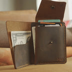 Minimalist Vertical Leather Wallet, Snap Card Pocket