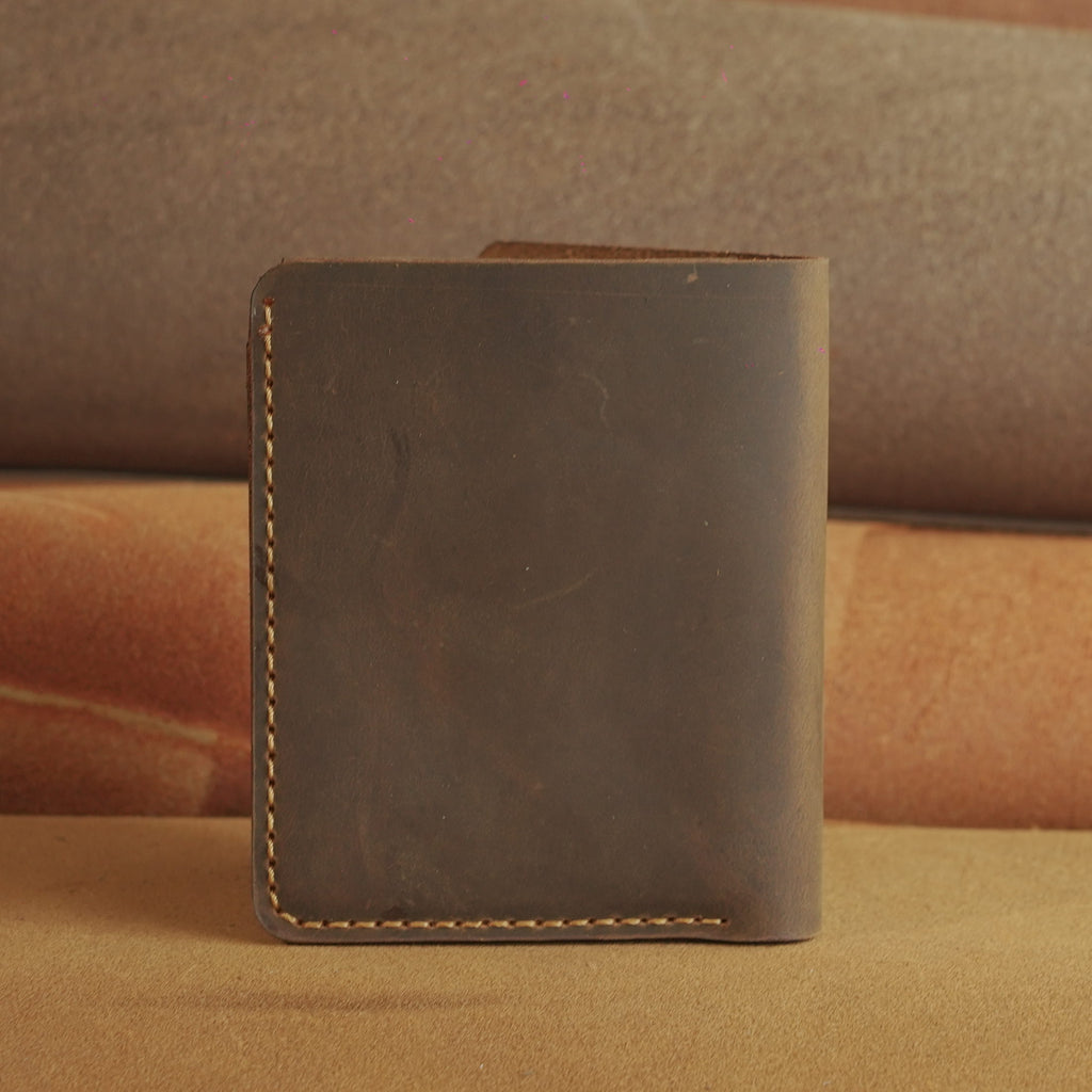 Minimalist Vertical Leather Wallet, Snap Card Pocket