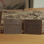 Hand-Stitched Waxed Cowhide Bifold Wallet with Hidden Card Slots