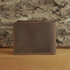 Hand-Stitched Waxed Cowhide Bifold Wallet with Hidden Card Slots