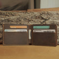 Hand-Stitched Waxed Cowhide Bifold Wallet with Hidden Card Slots