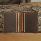 Minimalist Vertical Leather Wallet with Folded Cash Pocket