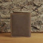 Minimalist Vertical Leather Wallet with Folded Cash Pocket