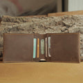 Waxed Leather Bifold Wallet, Minimalist Folded-Pocket Design