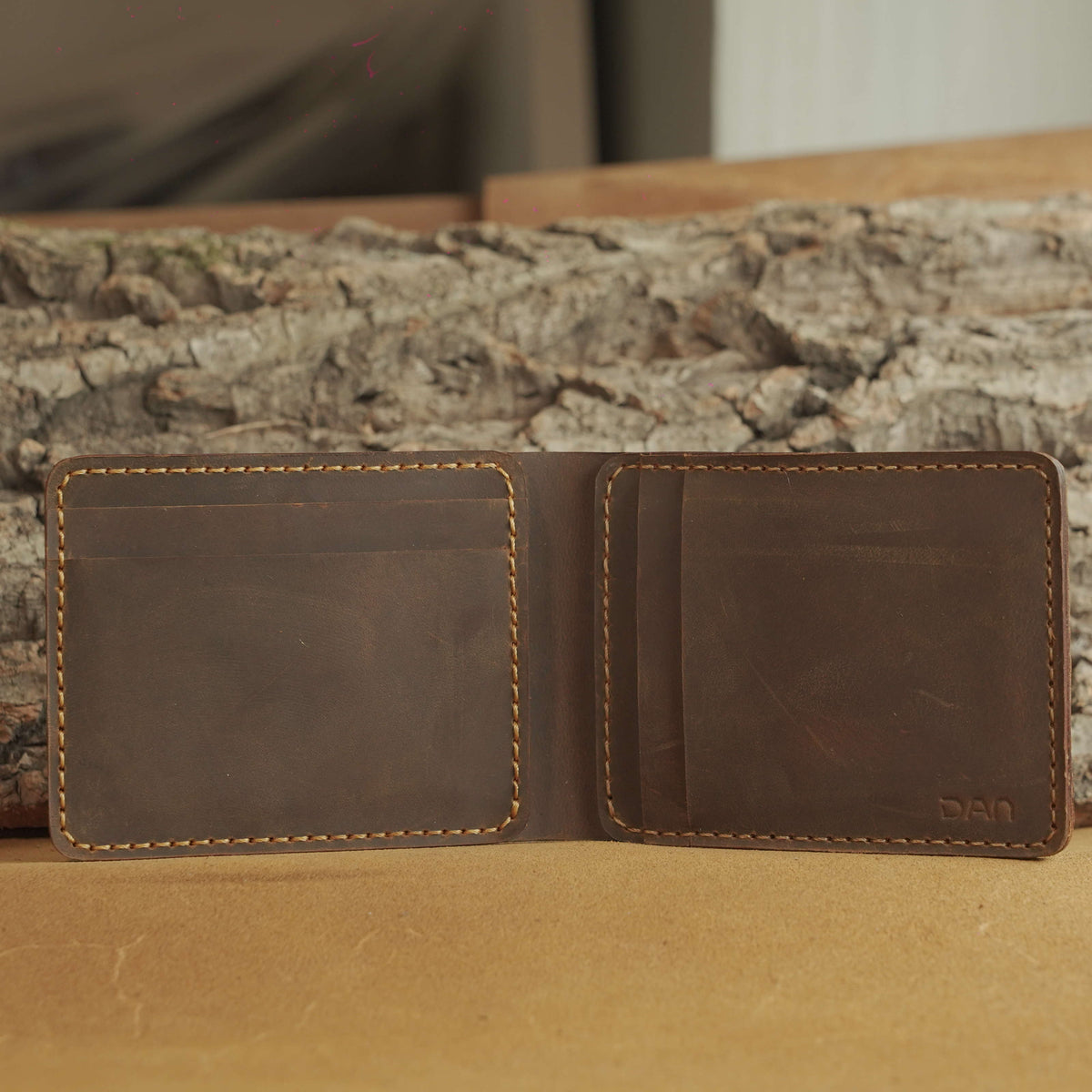 Handmade Waxed Leather Bifold Wallet