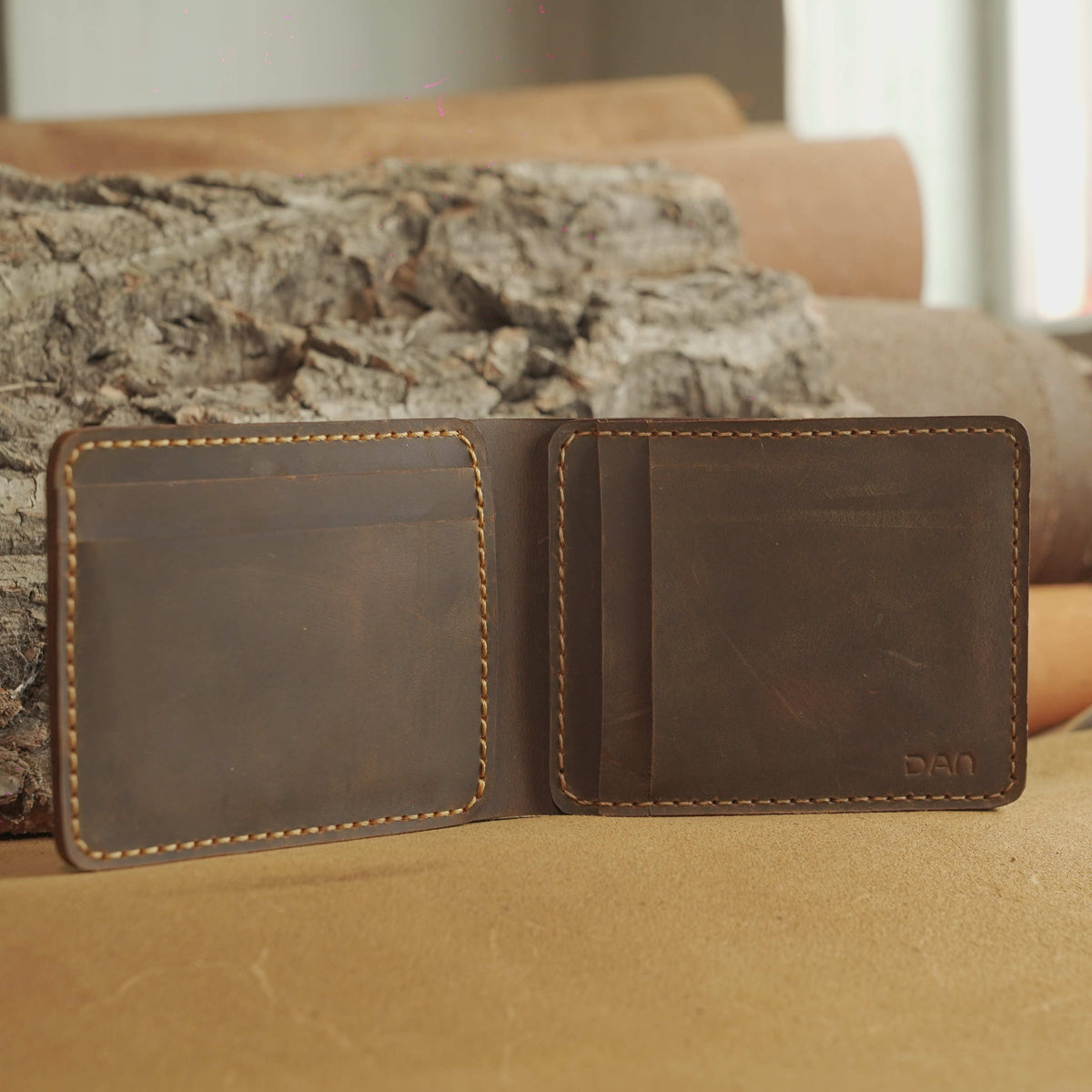 Handmade Waxed Leather Bifold Wallet