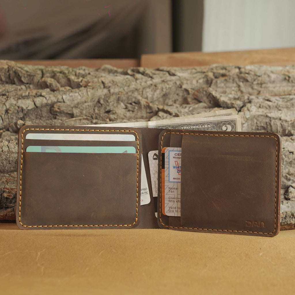 Handmade Waxed Leather Bifold Wallet