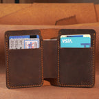 Vertical Cowhide Bifold Wallet