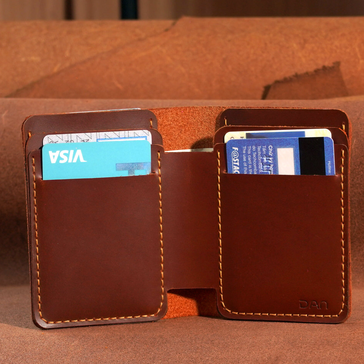 Vertical Cowhide Bifold Wallet