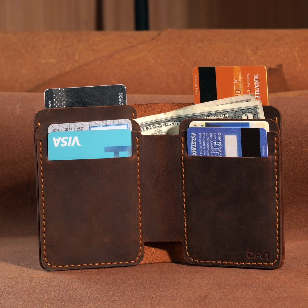 Vertical Cowhide Bifold Wallet