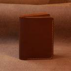 Vertical Cowhide Bifold Wallet with Flap Pocket