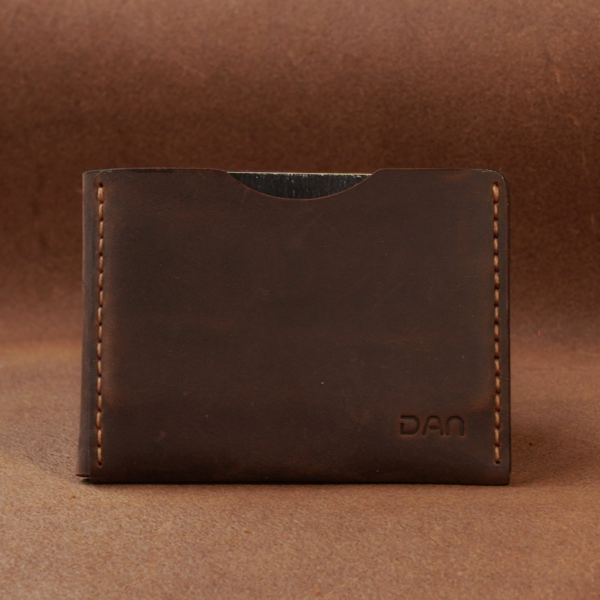 Slim Leather Card Holder with Cash Pocket