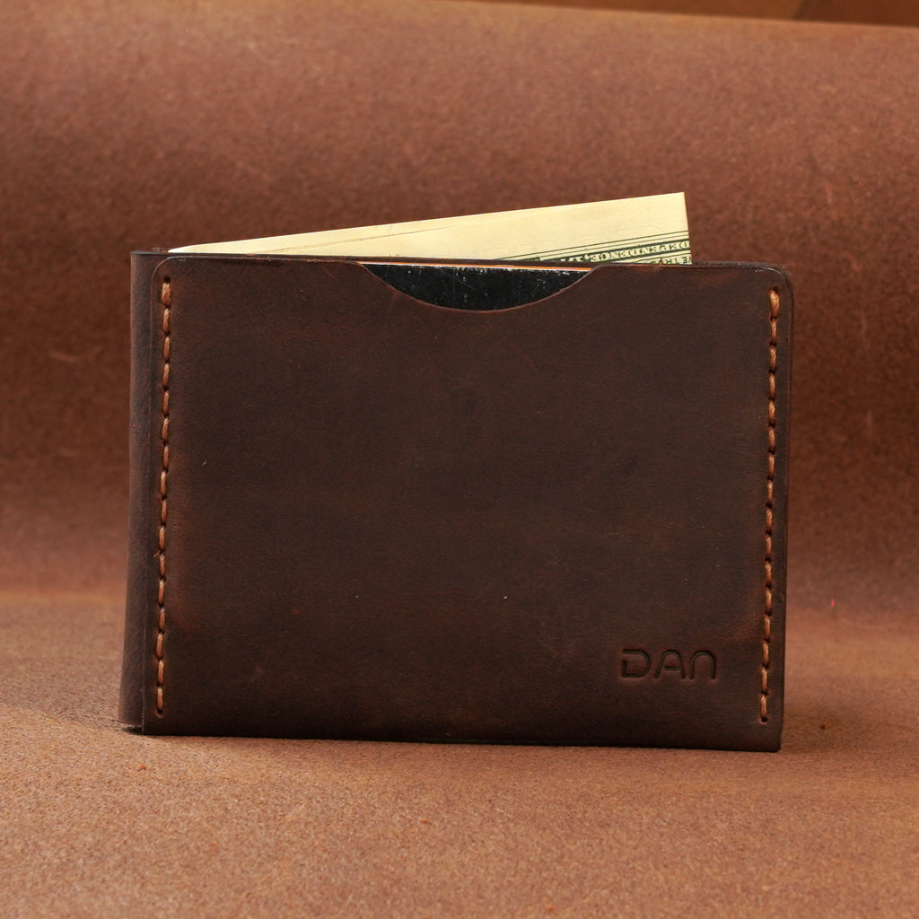 Slim Leather Card Holder with Cash Pocket
